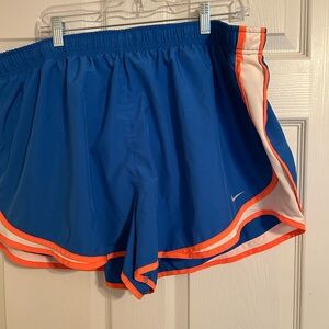 Nike Women's Royal Blue Athletic Shorts with Orange Trim size 3x